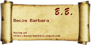 Becze Barbara névjegykártya